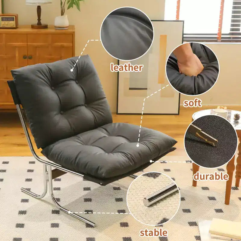TUYOHW Fauteuil en cuir, fauteuil d'appoint moderne à dossier haut avec siège rembourré doux, pieds en métal en forme de X, chaise de canapé pour bureau, chambre, salon