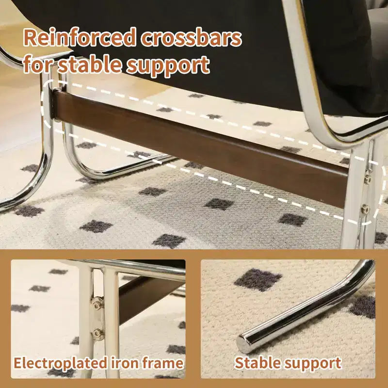 TUYOHW Fauteuil en cuir, fauteuil d'appoint moderne à dossier haut avec siège rembourré doux, pieds en métal en forme de X, chaise de canapé pour bureau, chambre, salon