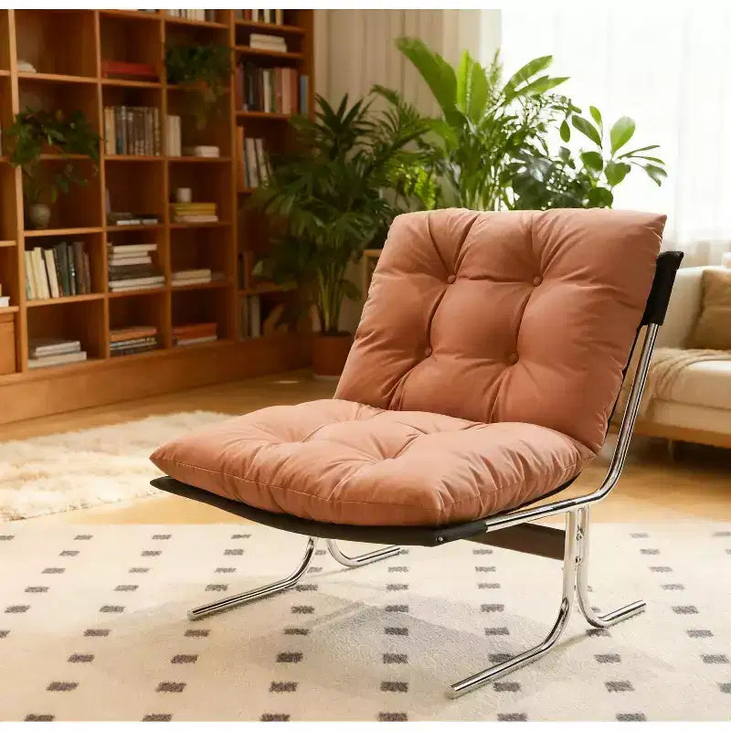 TUYOHW Fauteuil en cuir, fauteuil d'appoint moderne à dossier haut avec siège rembourré doux, pieds en métal en forme de X, chaise de canapé pour bureau, chambre, salon