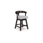 Signature Design by Ashley Haddigan Tabourets de bar pivotants rembourrés, hauteur comptoir, lot de 2, assise grise avec cadre marron foncé