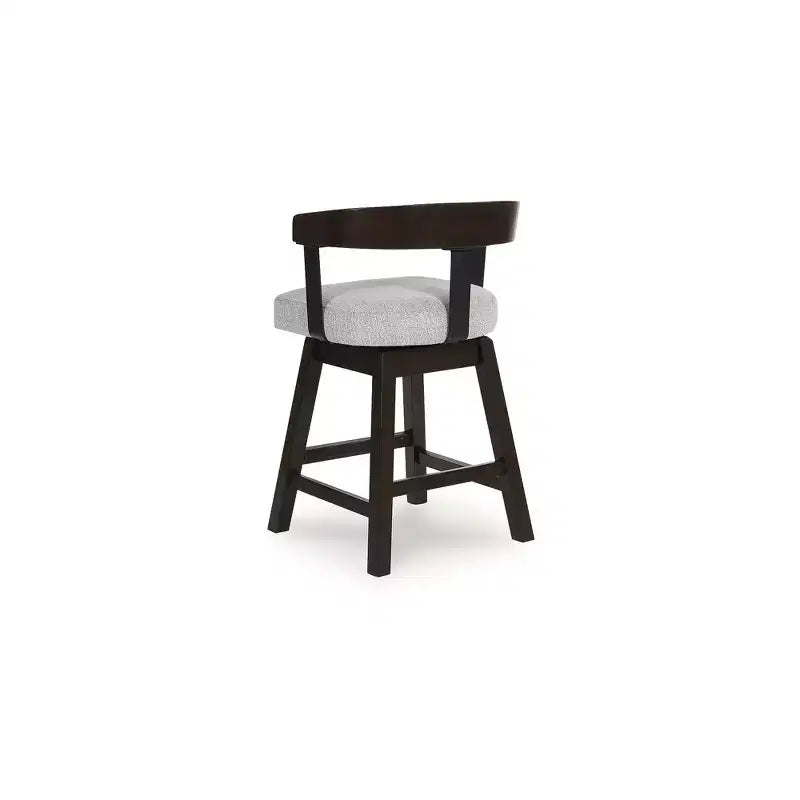 Signature Design by Ashley Haddigan Tabourets de bar pivotants rembourrés, hauteur comptoir, lot de 2, assise grise avec cadre marron foncé