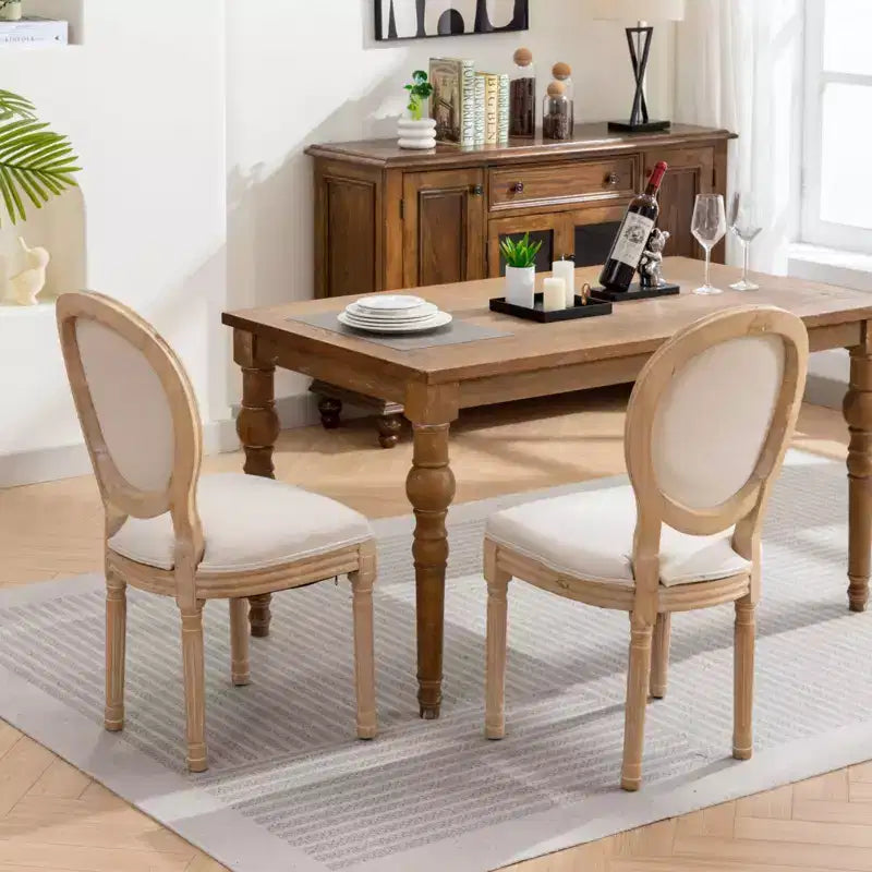 Lot de 2 chaises de salle à manger rembourrées, modernes du milieu du siècle, dossier rond, cadre en bois robuste, pour cuisine, salle à manger, salon