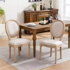 Lot de 2 chaises de salle à manger rembourrées, modernes du milieu du siècle, dossier rond, cadre en bois robuste, pour cuisine, salle à manger, salon