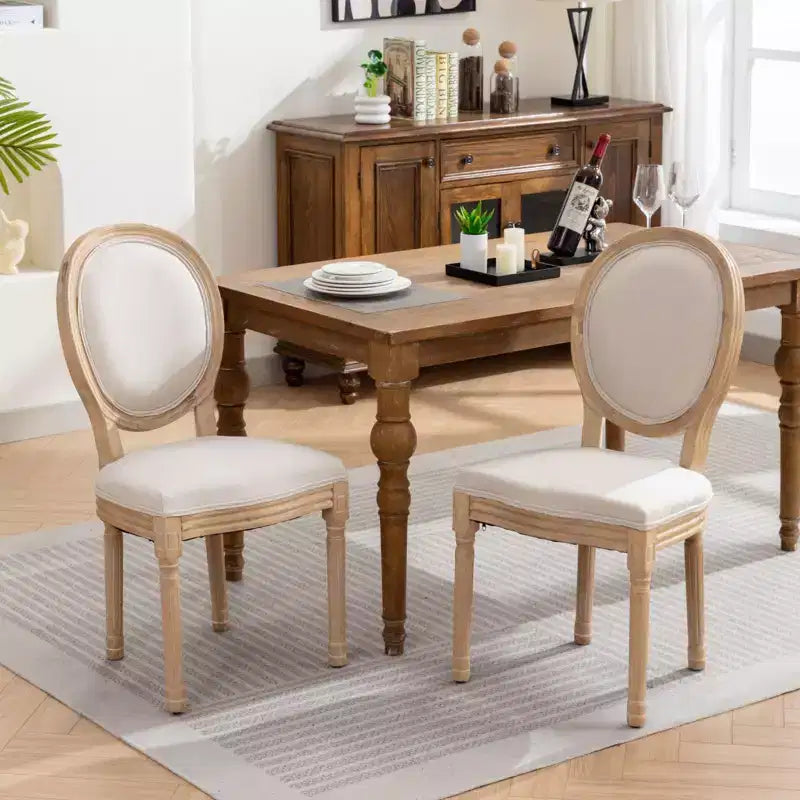 Lot de 2 chaises de salle à manger rembourrées, modernes du milieu du siècle, dossier rond, cadre en bois robuste, pour cuisine, salle à manger, salon