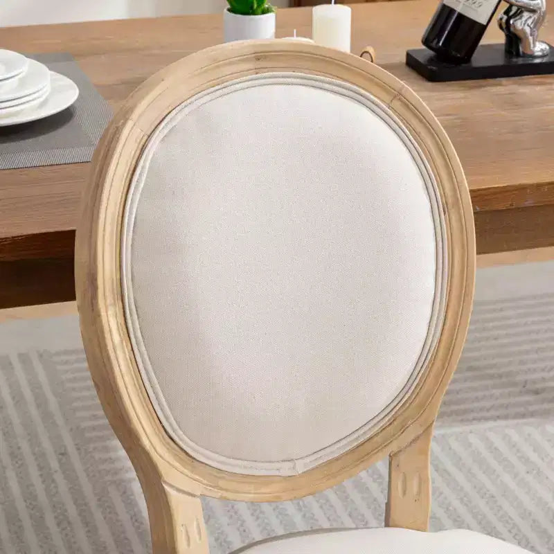 Lot de 2 chaises de salle à manger rembourrées, modernes du milieu du siècle, dossier rond, cadre en bois robuste, pour cuisine, salle à manger, salon
