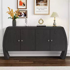 Storage Cabinets, Floor Sideboard with 4 Doors, Buffet Cabinet with Curved Legs, Accent Buffet Sideboard for Living Room