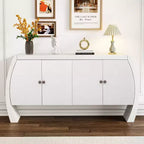 Meubles de rangement, buffet bas de sol à 4 portes, buffet avec pieds incurvés, buffet d'appoint pour salon