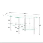 Table basse ovale à 3 niveaux en verre avec pieds en chêne, table de centre moderne en verre trempé pour salon