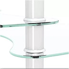 Table basse ovale à 3 niveaux en verre avec pieds en chêne, table de centre moderne en verre trempé pour salon