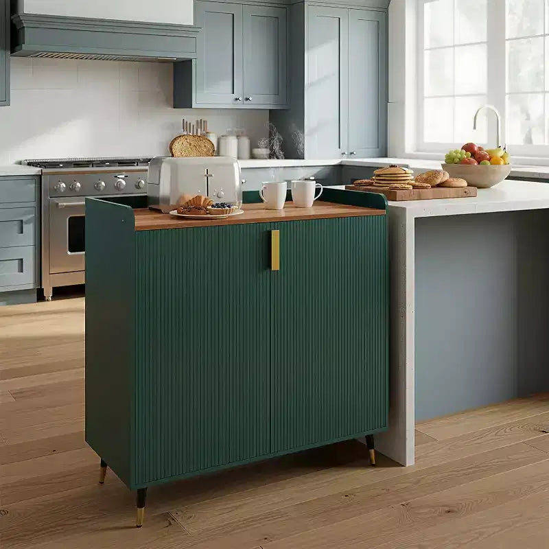 Meuble bar avec casiers à vin et buffet, vaisselier moderne avec texture cannelée et tiroirs de rangement pour cuisine, salle à manger