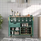 Meuble bar avec casiers à vin et buffet, vaisselier moderne avec texture cannelée et tiroirs de rangement pour cuisine, salle à manger