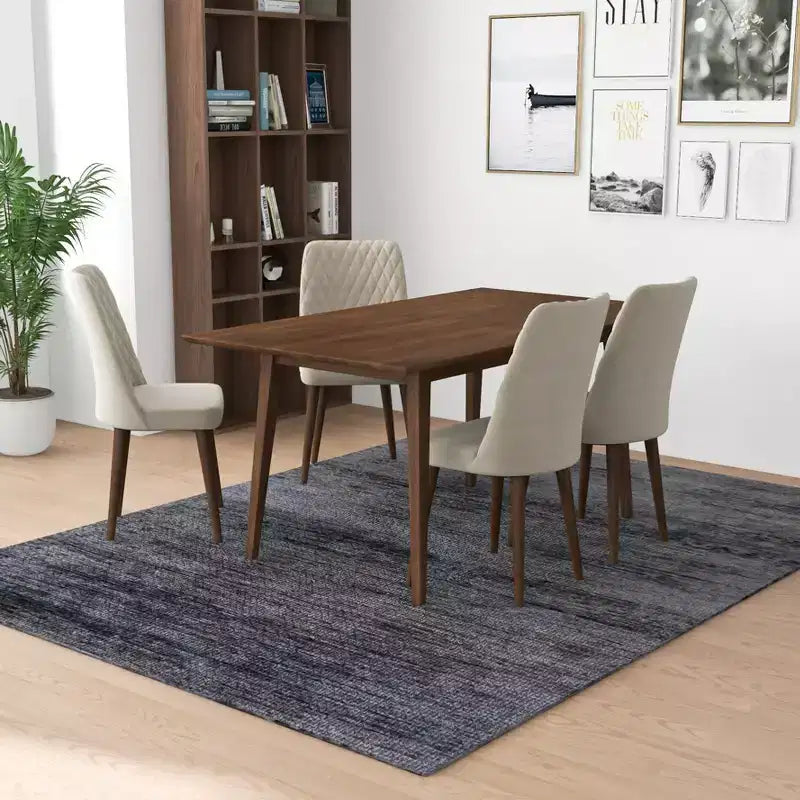 Lot de 2 chaises de salle à manger à dossier haut, chaises de cuisine et de salle à manger modernes du milieu du siècle, chaise d'appoint large rembourrée en similicuir