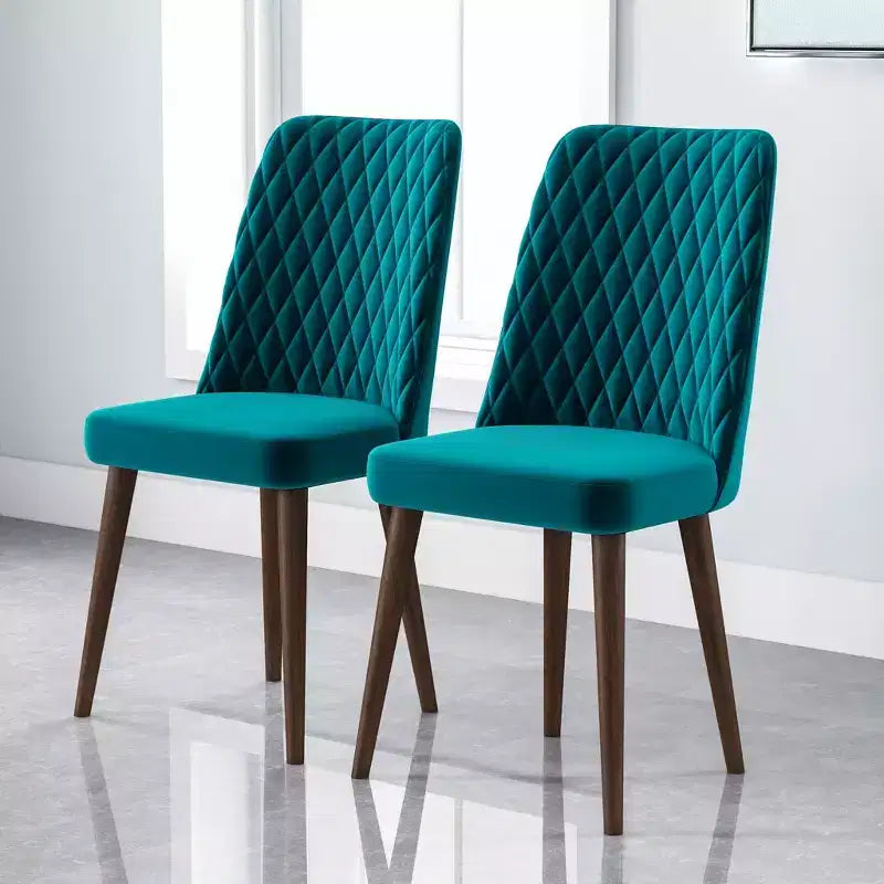 Lot de 2 chaises de salle à manger à dossier haut, chaises de cuisine et de salle à manger modernes du milieu du siècle, chaise d'appoint large rembourrée en similicuir