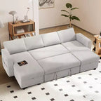Dyonery 105-inch Four-Seat Pull-Out Sofa Bed with Storage, Side Pockets, Adjustable Backrest, Convertible