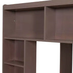 Lit mezzanine double Whisen en bois avec armoires de rangement et étagères