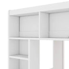Lit mezzanine double Whisen en bois avec armoires de rangement et étagères