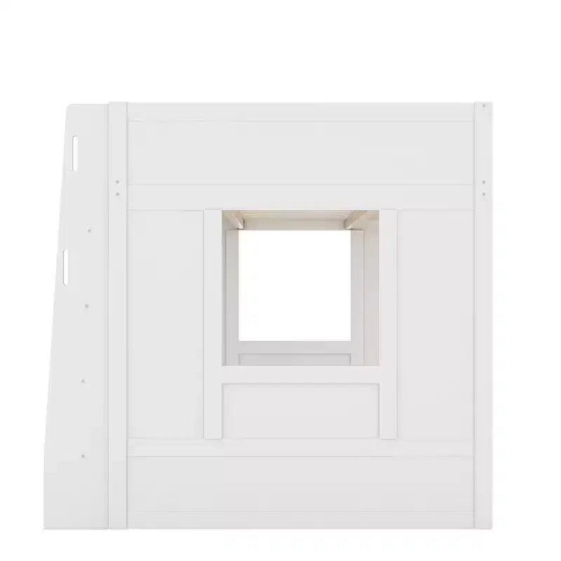 Lit mezzanine double Whisen en bois avec armoires de rangement et étagères