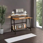 Bureau d'ordinateur Bureau d'angle PC portable table de bureau avec étagères Table de travail à 2 niveaux avec support de moniteur Table d'ordinateur portable pour petites pièces, maison