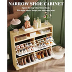 COZONY Meuble à Chaussures Étroit 4 Tiroirs Basculants - Organisateur en Bois avec Étagère Ouverte pour Chaussons, Baskets, Talons, Entrée, Couloir, Porches