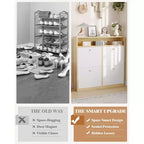 COZONY Meuble à Chaussures Étroit 4 Tiroirs Basculants - Organisateur en Bois avec Étagère Ouverte pour Chaussons, Baskets, Talons, Entrée, Couloir, Porches