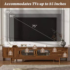Meuble TV moderne cannelé pour téléviseurs jusqu'à 85 pouces, meuble de divertissement en bois de 78 pouces avec armoire de rangement et 2 tiroirs, console TV pour salon et chambre à coucher