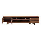 Meuble TV moderne cannelé pour téléviseurs jusqu'à 85 pouces, meuble de divertissement en bois de 78 pouces avec armoire de rangement et 2 tiroirs, console TV pour salon et chambre à coucher