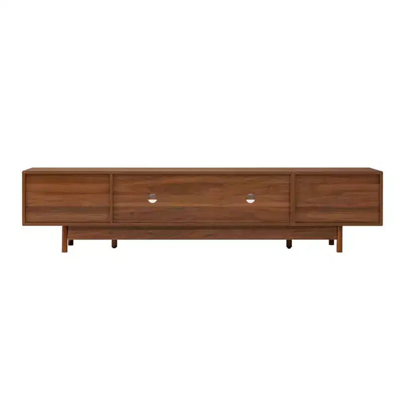 Meuble TV moderne cannelé pour téléviseurs jusqu'à 85 pouces, meuble de divertissement en bois de 78 pouces avec armoire de rangement et 2 tiroirs, console TV pour salon et chambre à coucher