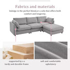Canapé d'angle convertible en L avec pouf, canapé rembourré 3-4 places pour salon d'appartement