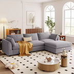 Canapé d'angle convertible en L avec pouf, canapé rembourré 3-4 places pour salon d'appartement