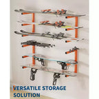 Range de stockage de bois, Organisateur de bois Lot de 6 étagères murales à 3 niveaux en acier robuste capacité 1800 livres pour abri de jardin atelier garage Orange