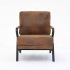 Okak Mid-Century Accent Chair with Iron Frame, Upholstered Reading Chair with Thicker Cushion, Arm Chair for Living Room, Bedroom, Brown
