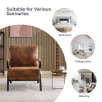 Fauteuil d'appoint Okak de style Mid-Century avec cadre en fer, fauteuil de lecture rembourré avec coussin épais, fauteuil pour salon, chambre, marron