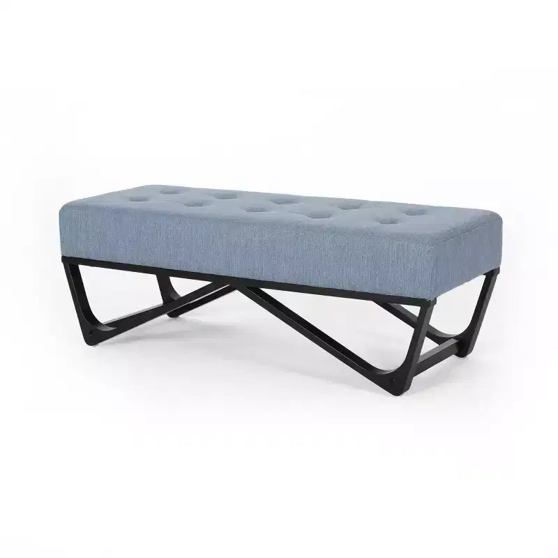 Ottoman rectangulaire Okak avec coussin, banc de bout de lit avec pieds élégants, repose-pieds pour salon, chambre à coucher, entrée