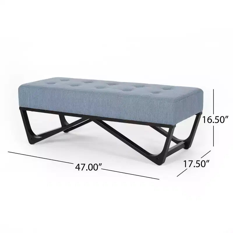 Ottoman rectangulaire Okak avec coussin, banc de bout de lit avec pieds élégants, repose-pieds pour salon, chambre à coucher, entrée