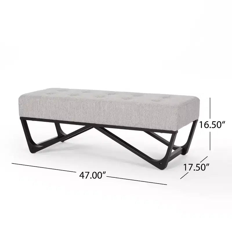 Ottoman rectangulaire Okak avec coussin, banc de bout de lit avec pieds élégants, repose-pieds pour salon, chambre à coucher, entrée