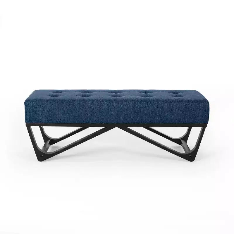 Ottoman rectangulaire Okak avec coussin, banc de bout de lit avec pieds élégants, repose-pieds pour salon, chambre à coucher, entrée