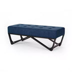 Ottoman rectangulaire Okak avec coussin, banc de bout de lit avec pieds élégants, repose-pieds pour salon, chambre à coucher, entrée