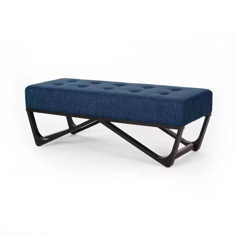 Ottoman rectangulaire Okak avec coussin, banc de bout de lit avec pieds élégants, repose-pieds pour salon, chambre à coucher, entrée