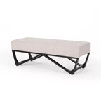 Ottoman rectangulaire Okak avec coussin, banc de bout de lit avec pieds élégants, repose-pieds pour salon, chambre à coucher, entrée
