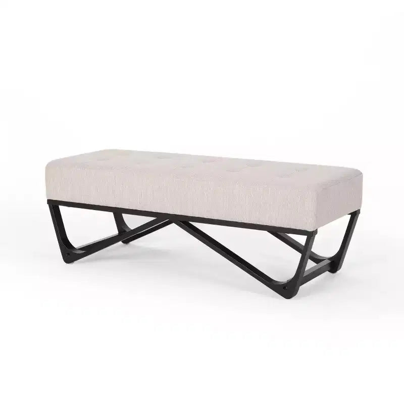 Ottoman rectangulaire Okak avec coussin, banc de bout de lit avec pieds élégants, repose-pieds pour salon, chambre à coucher, entrée