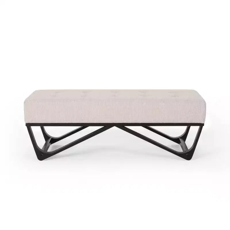 Ottoman rectangulaire Okak avec coussin, banc de bout de lit avec pieds élégants, repose-pieds pour salon, chambre à coucher, entrée