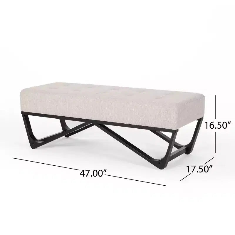 Ottoman rectangulaire Okak avec coussin, banc de bout de lit avec pieds élégants, repose-pieds pour salon, chambre à coucher, entrée