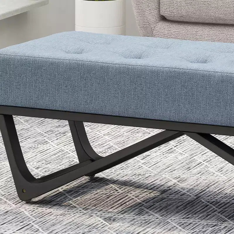 Ottoman rectangulaire Okak avec coussin, banc de bout de lit avec pieds élégants, repose-pieds pour salon, chambre à coucher, entrée