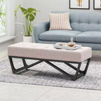 Ottoman rectangulaire Okak avec coussin, banc de bout de lit avec pieds élégants, repose-pieds pour salon, chambre à coucher, entrée