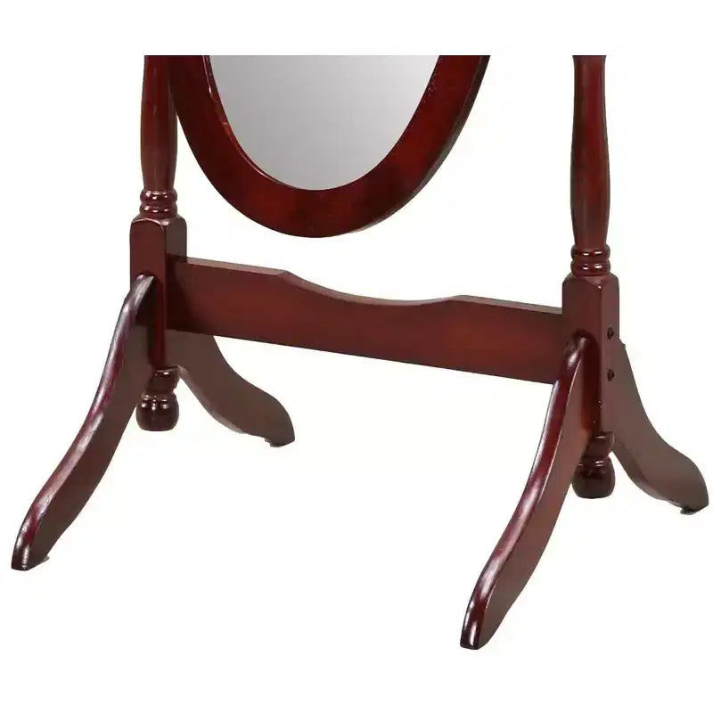 Miroir de plain-pied traditionnel TUYOHW avec support, miroir psyché ovale sur pied avec cadre en bois, miroir pivotant inclinable pour chambre à coucher, salon
