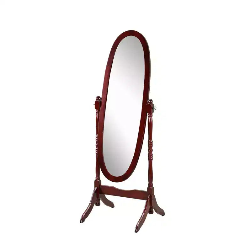 Miroir de plain-pied traditionnel TUYOHW avec support, miroir psyché ovale sur pied avec cadre en bois, miroir pivotant inclinable pour chambre à coucher, salon