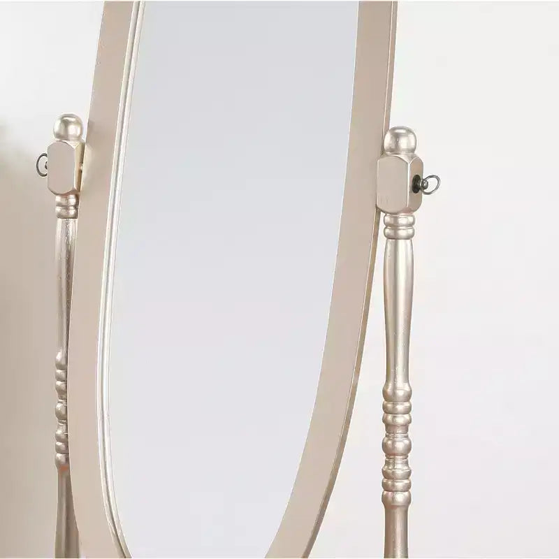 Miroir de plain-pied traditionnel TUYOHW avec support, miroir psyché ovale sur pied avec cadre en bois, miroir pivotant inclinable pour chambre à coucher, salon