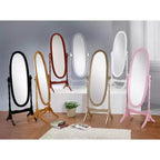 Miroir de plain-pied traditionnel TUYOHW avec support, miroir psyché ovale sur pied avec cadre en bois, miroir pivotant inclinable pour chambre à coucher, salon