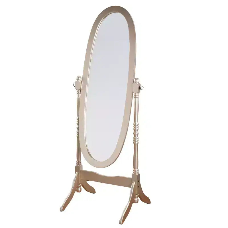 Miroir de plain-pied traditionnel TUYOHW avec support, miroir psyché ovale sur pied avec cadre en bois, miroir pivotant inclinable pour chambre à coucher, salon
