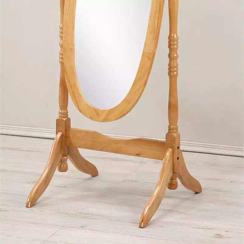 Miroir de plain-pied traditionnel TUYOHW avec support, miroir psyché ovale sur pied avec cadre en bois, miroir pivotant inclinable pour chambre à coucher, salon